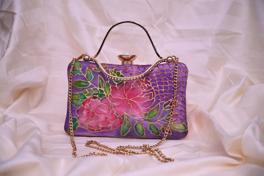 Hand Painted Floral Purse